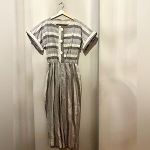 Vintage Striped Gray and White Jumpsuit